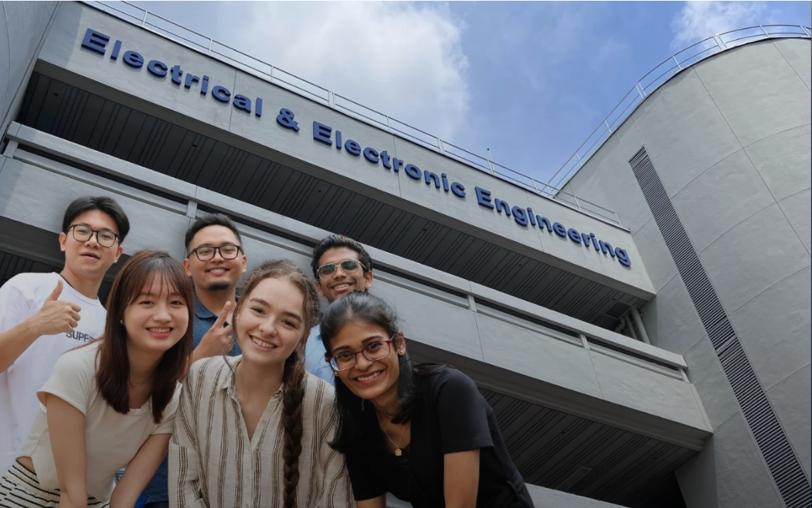Exterior entrance view at NTU School of Electrical and Electronic Engineering